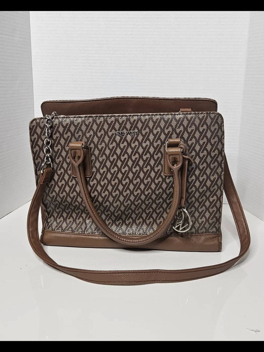 Nine West Brown Patterned Satchel Handbag